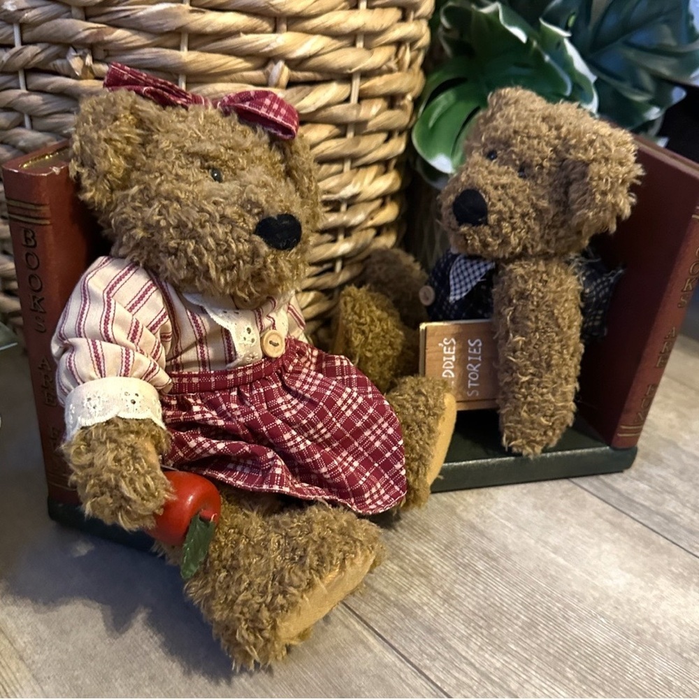 Vintage Teddy Bear Bookends Set, Teddy Bear Boy & Girl Children’s Bookends